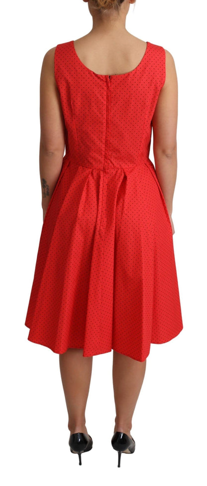 Dolce &amp; Gabbana – Rotes A-Linien-Kleid aus gepunkteter Baumwolle