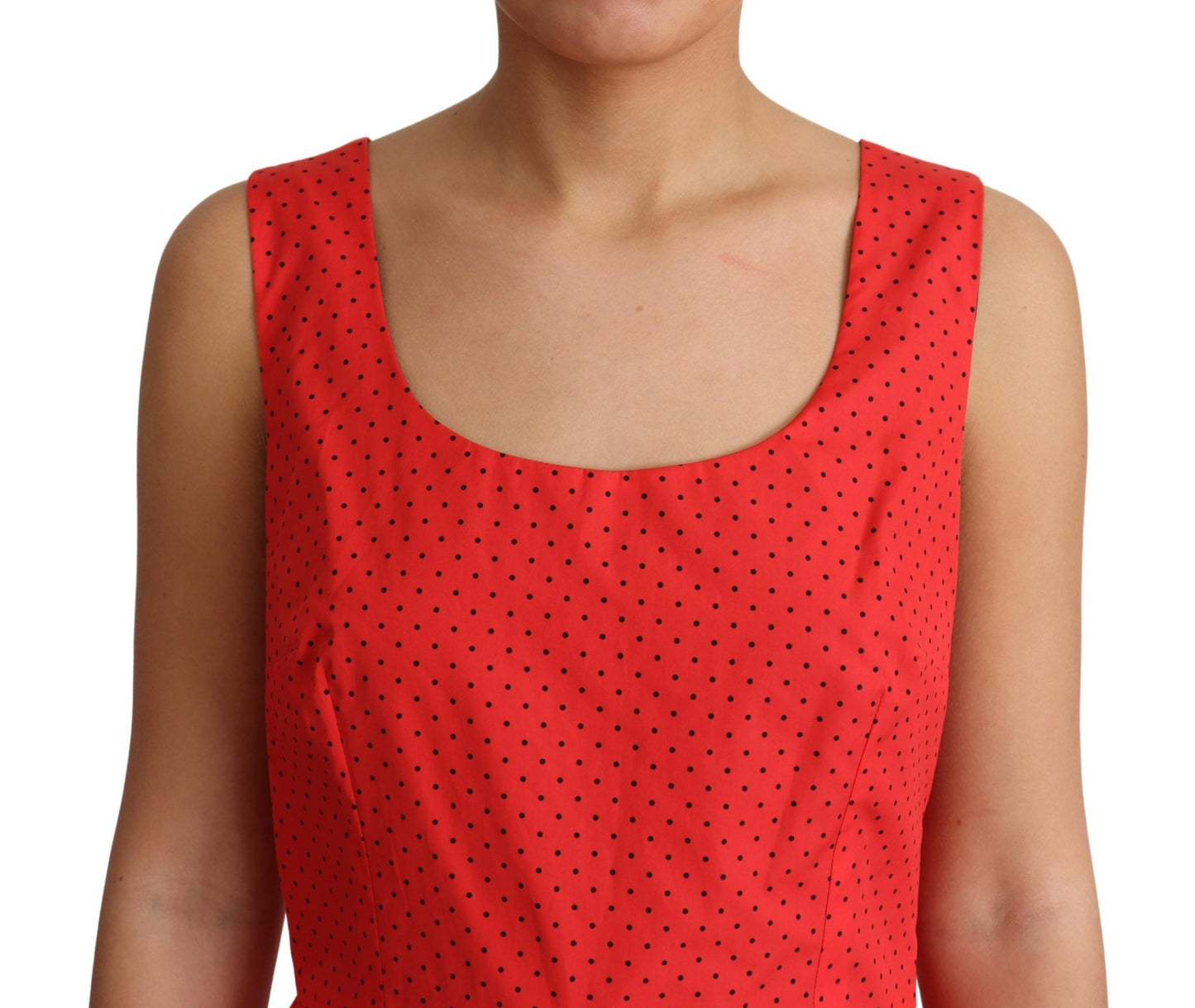 Dolce &amp; Gabbana – Rotes A-Linien-Kleid aus gepunkteter Baumwolle