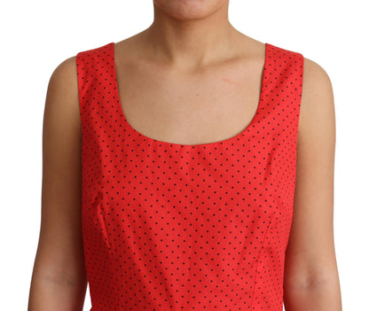 Dolce &amp; Gabbana – Rotes A-Linien-Kleid aus gepunkteter Baumwolle