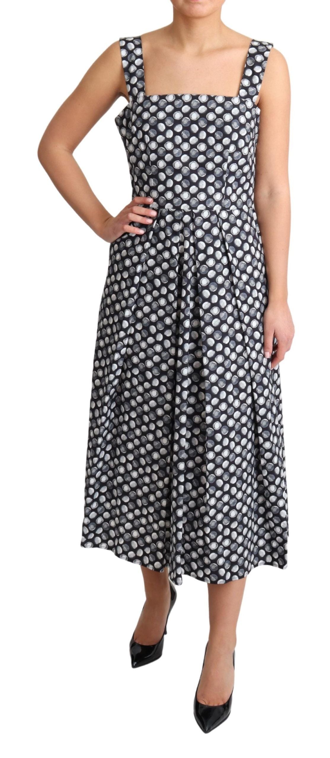 Dolce &amp; Gabbana – Blaues A-Linien-Kleid aus Baumwolle mit geometrischem Muster