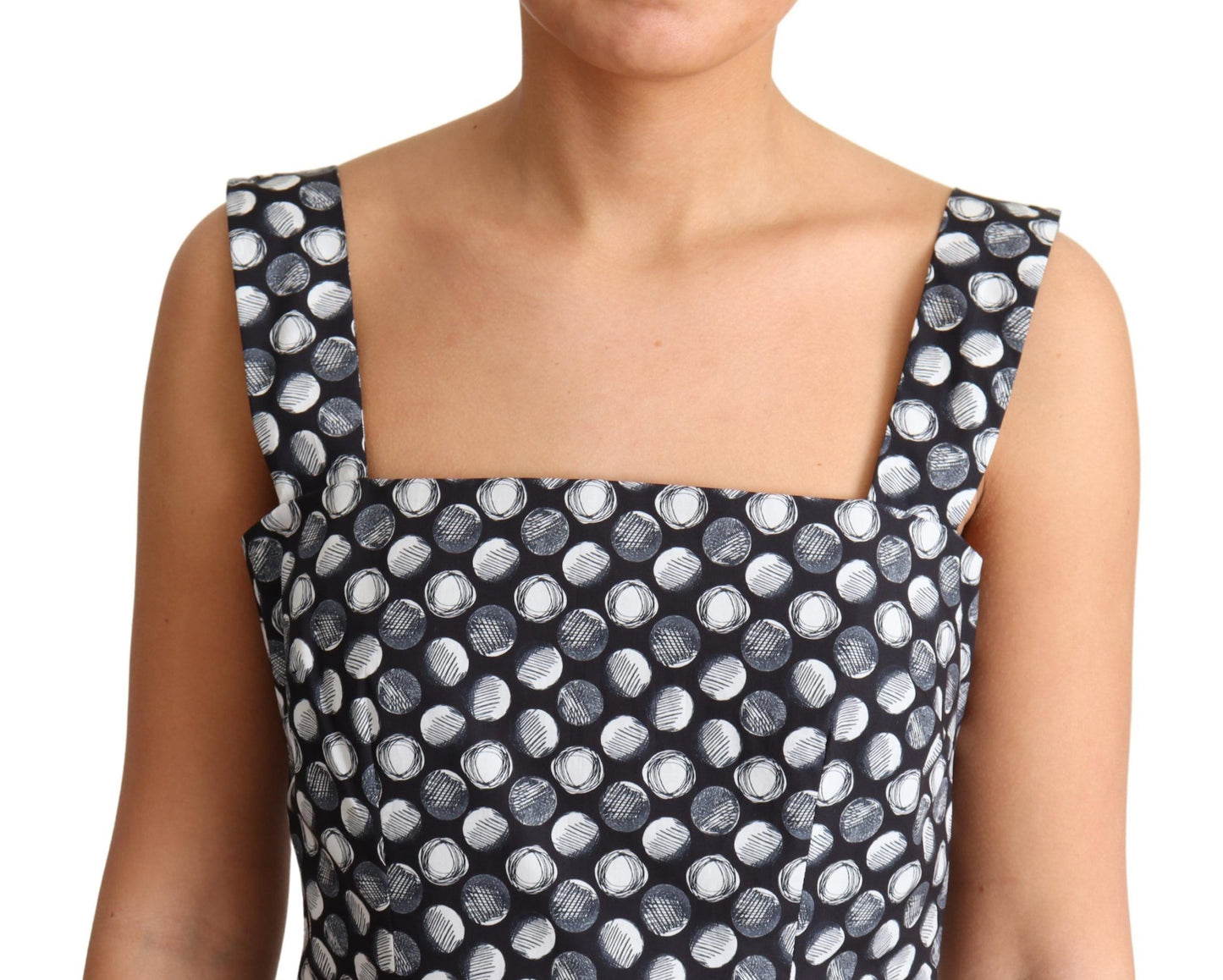 Dolce &amp; Gabbana – Blaues A-Linien-Kleid aus Baumwolle mit geometrischem Muster