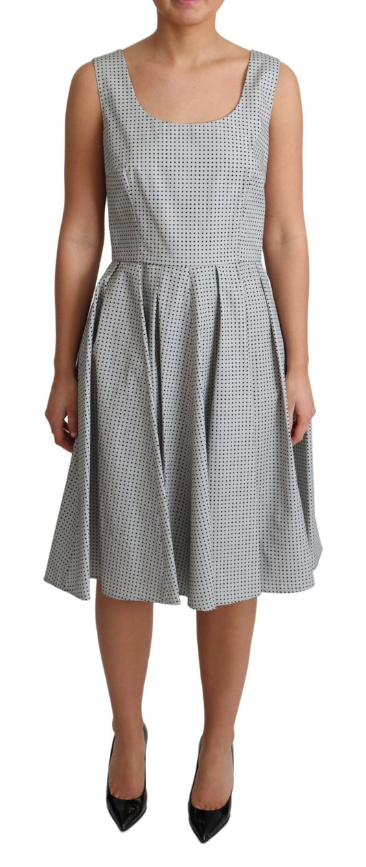 Dolce &amp; Gabbana Graues A-Linien-Kleid aus gepunkteter Baumwolle