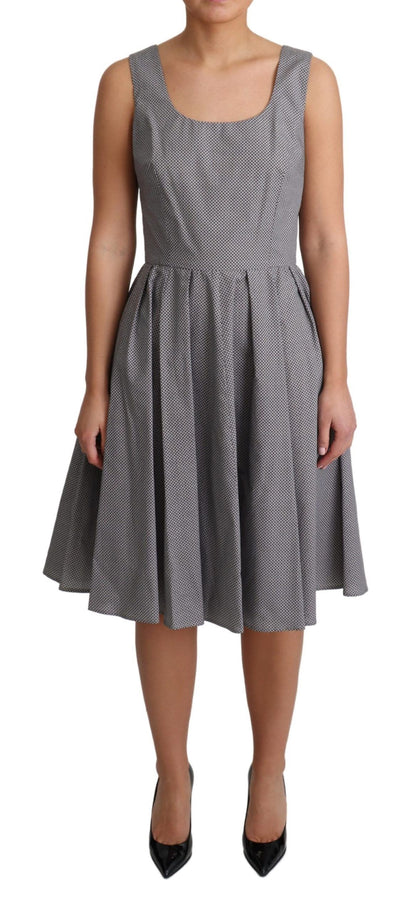 Dolce &amp; Gabbana Blau-Beige geometrisches A-Linien-Kleid aus Baumwolle