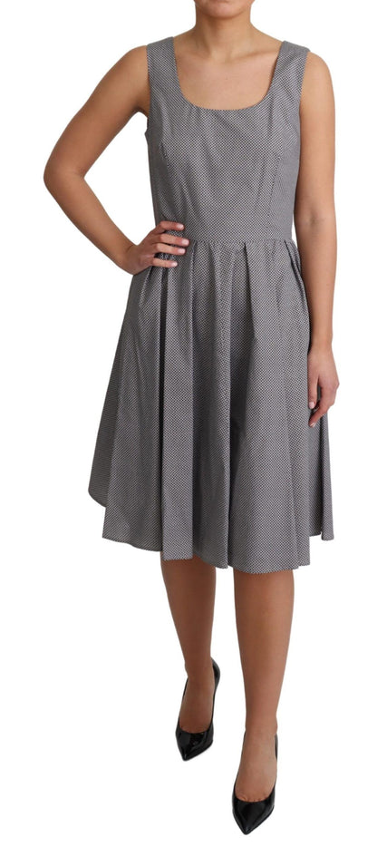 Dolce &amp; Gabbana Blau-Beige geometrisches A-Linien-Kleid aus Baumwolle