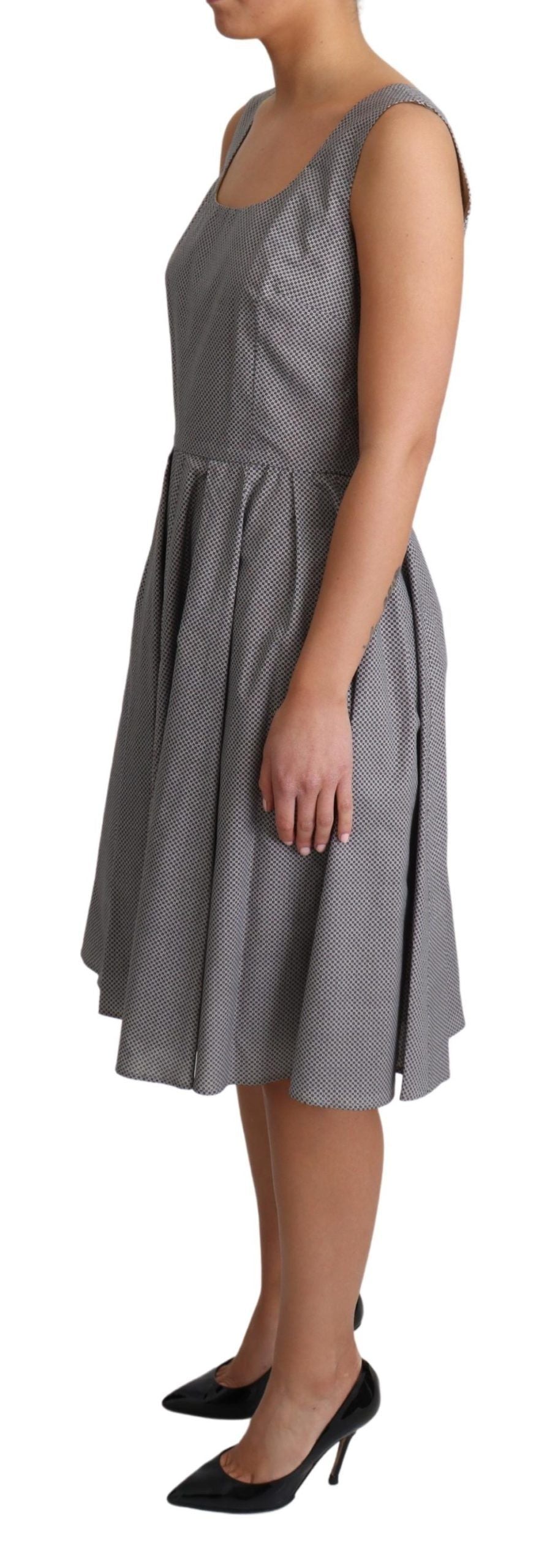 Dolce &amp; Gabbana Blau-Beige geometrisches A-Linien-Kleid aus Baumwolle