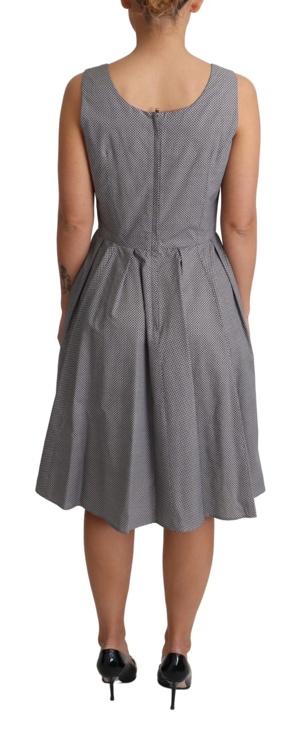 Dolce &amp; Gabbana Blau-Beige geometrisches A-Linien-Kleid aus Baumwolle
