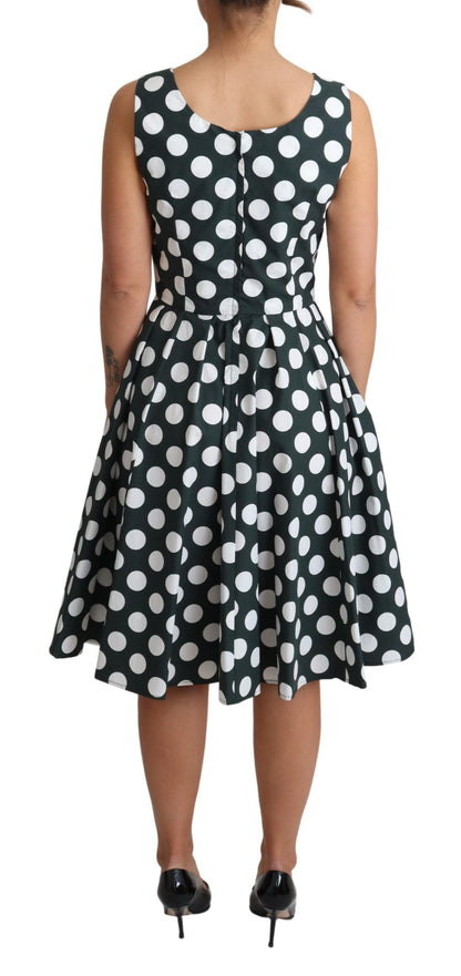 Dolce &amp; Gabbana Grünes A-Linien-Kleid aus gepunkteter Baumwolle