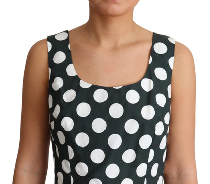 Dolce &amp; Gabbana Grünes A-Linien-Kleid aus gepunkteter Baumwolle
