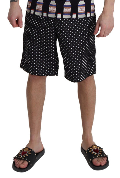 Dolce &amp; Gabbana Black Polka Dots Beachwear Shorts Swimwear