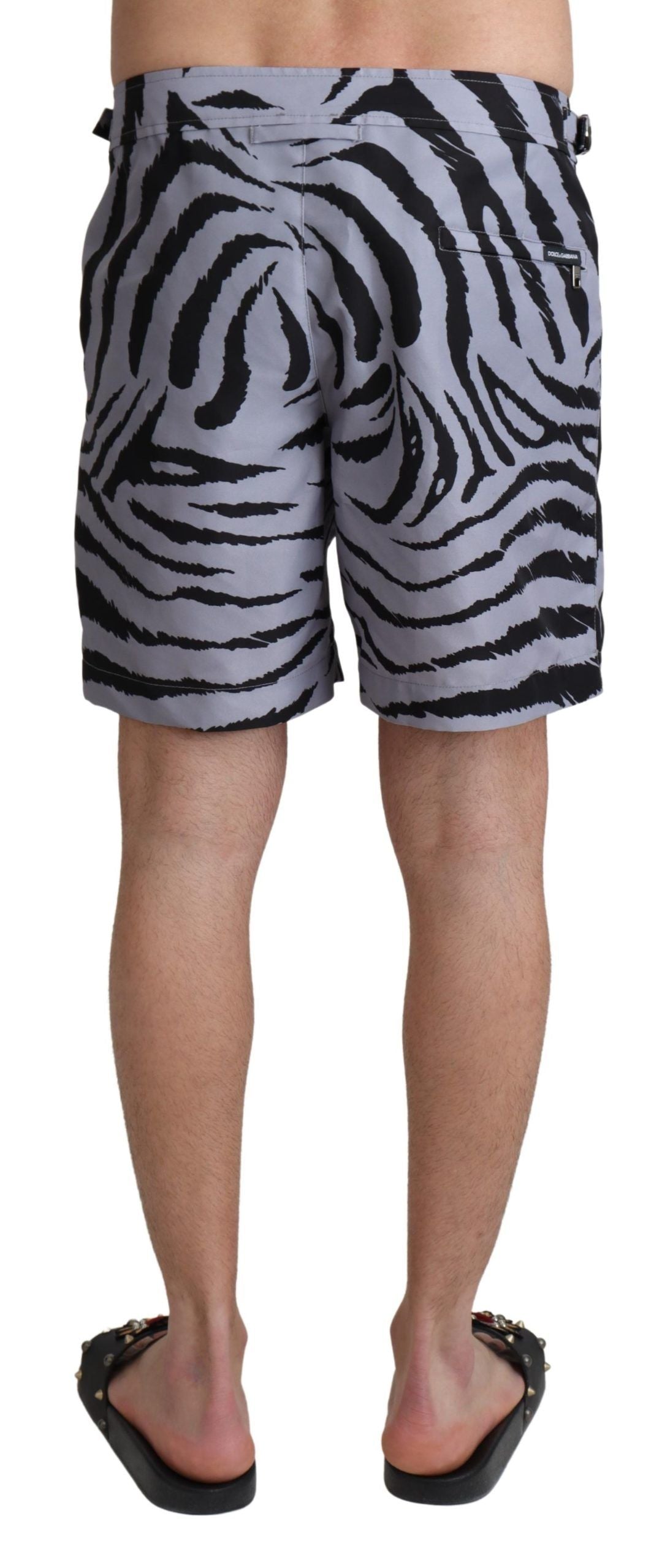 Dolce &amp; Gabbana Gray Zebra Print Beachwear Shorts