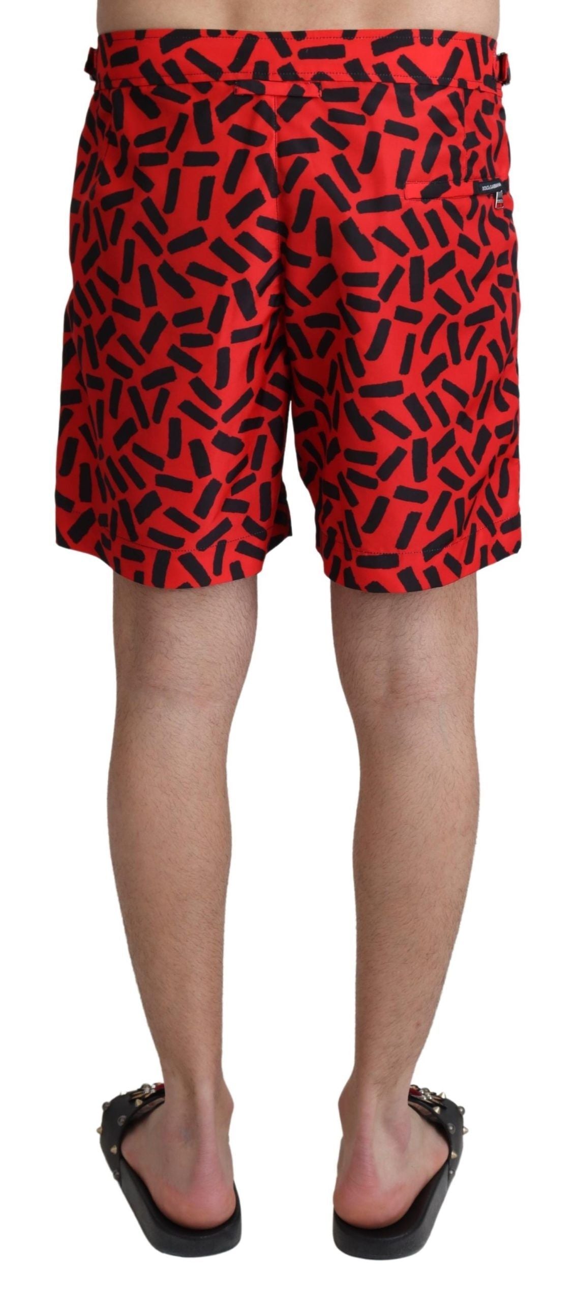 Dolce &amp; Gabbana Red Patterned Beachwear Shorts Swimwear