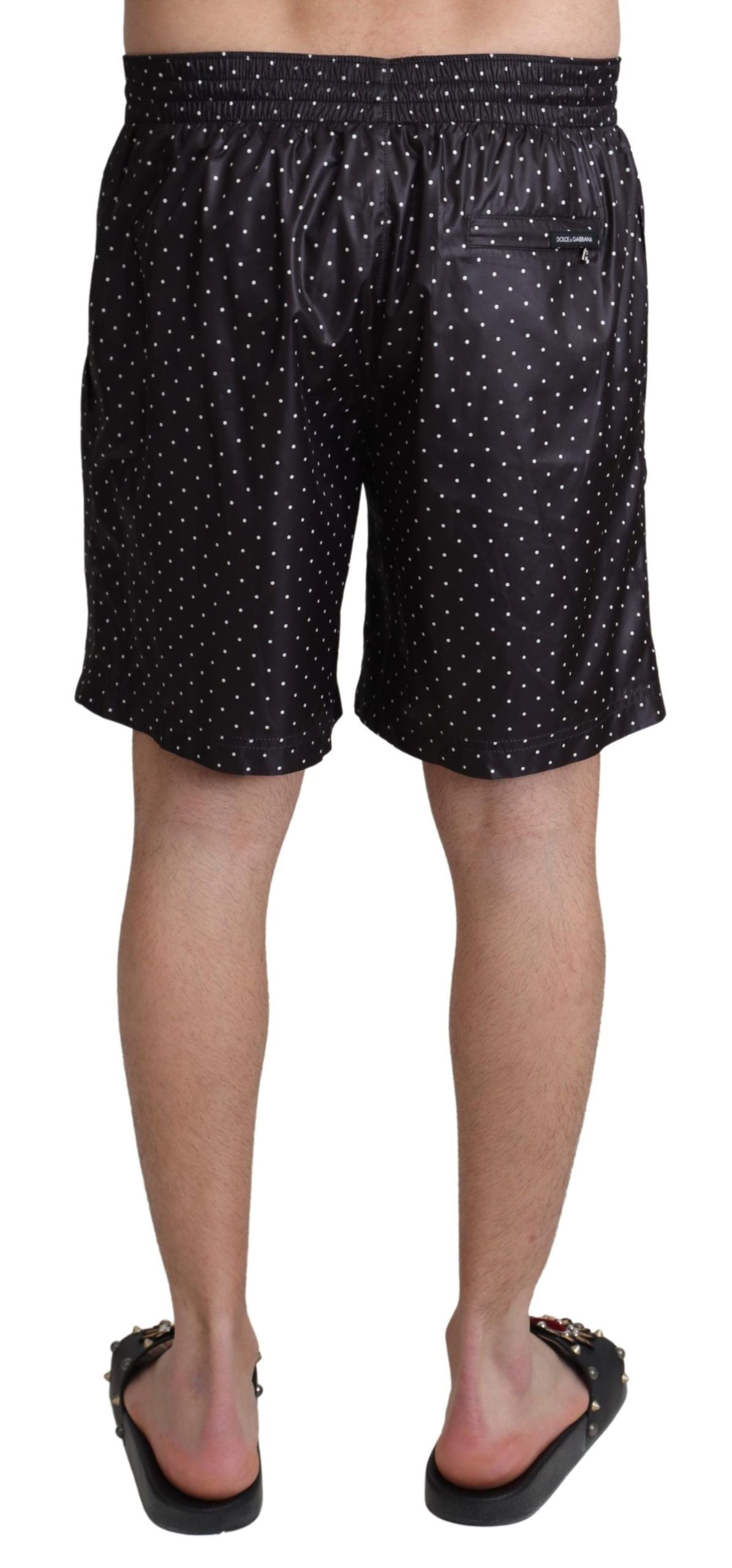 Dolce &amp; Gabbana Black Polka Dot Print Beachwear Swimwear
