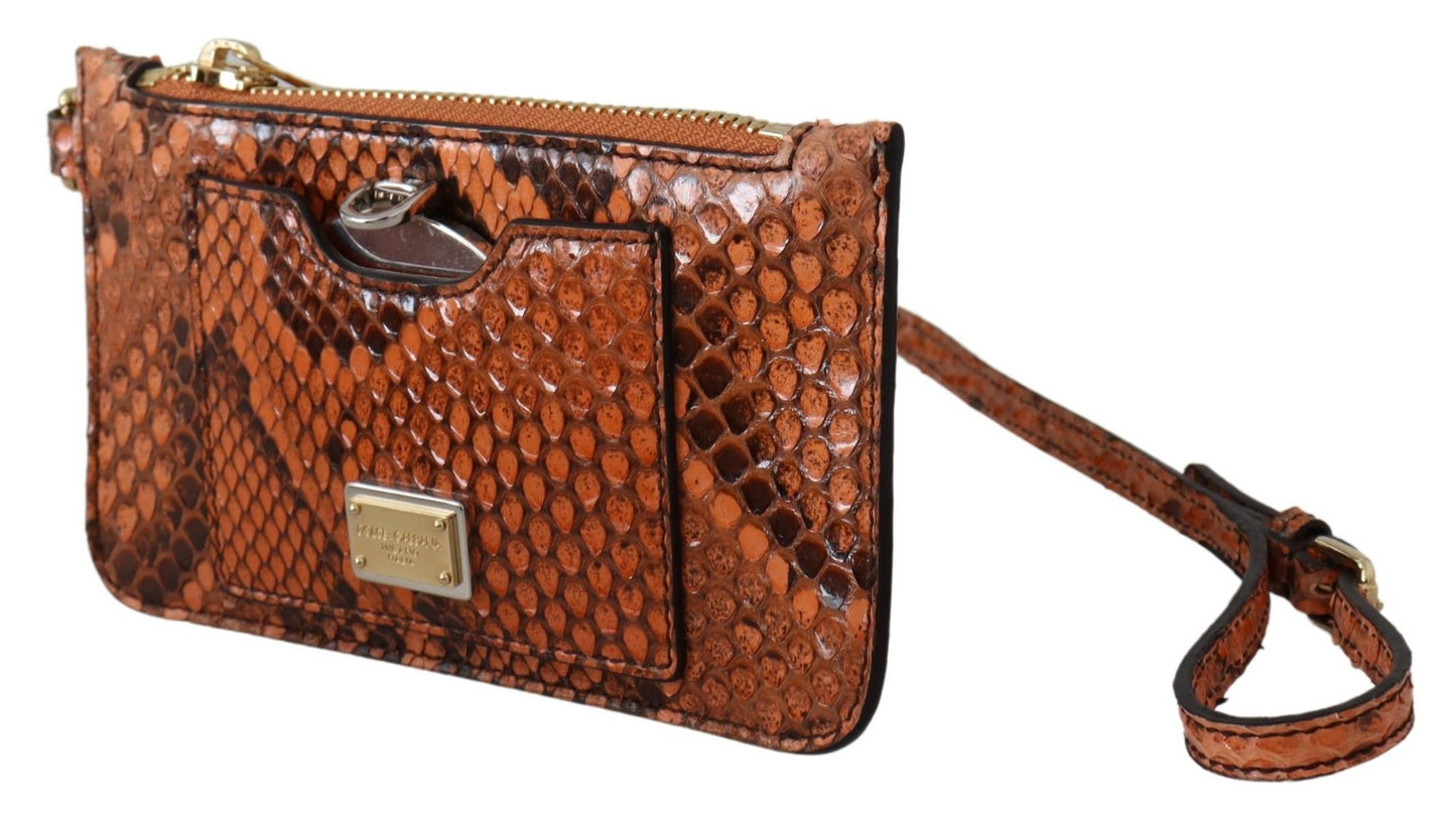 Dolce &amp; Gabbana Braunes Leder-Geldbörsen-Armband mit Spiegel AGNESE-Geldbörse
