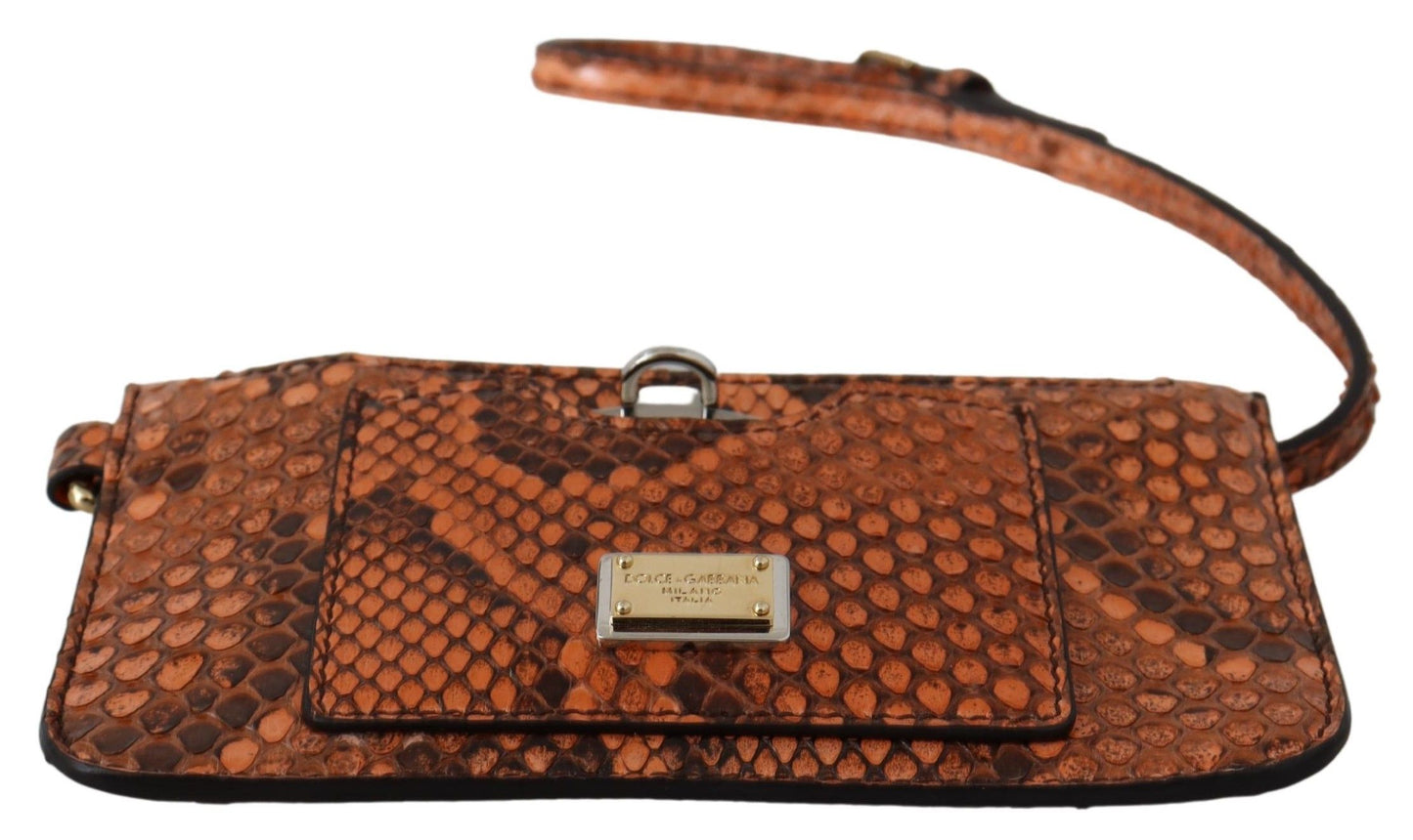 Dolce &amp; Gabbana Braunes Leder-Geldbörsen-Armband mit Spiegel AGNESE-Geldbörse