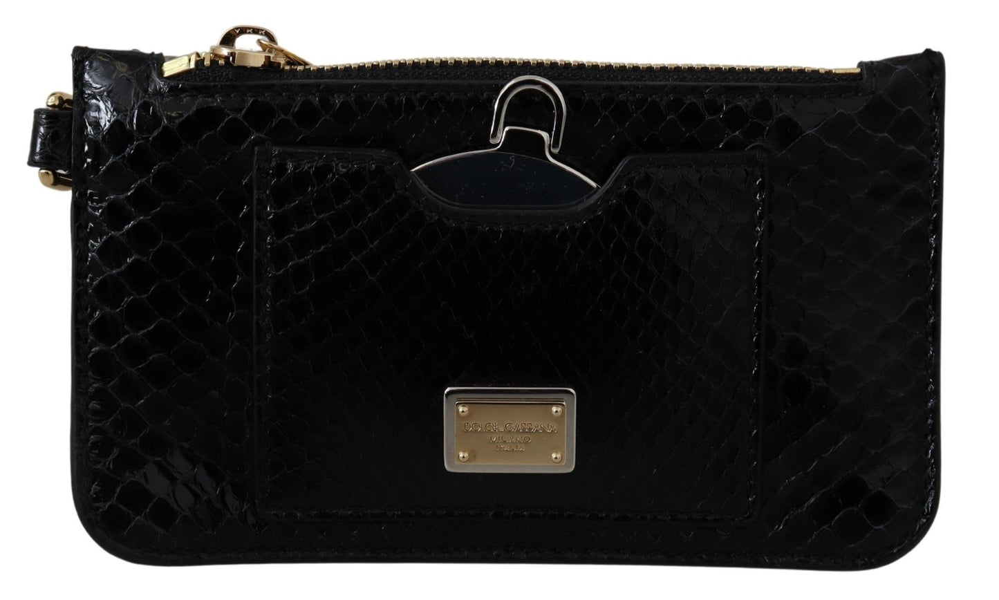 Dolce &amp; Gabbana Schwarzes Leder-Geldbörse mit Armbandspiegel Agnese Wallet