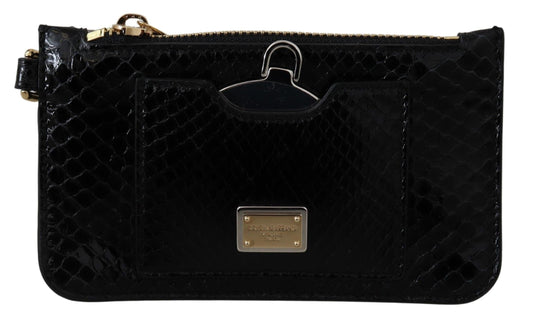 Dolce &amp; Gabbana Schwarzes Leder-Geldbörse mit Armbandspiegel Agnese Wallet