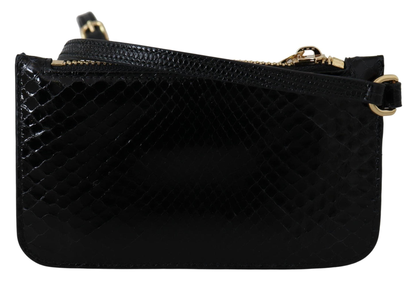 Dolce &amp; Gabbana Schwarzes Leder-Geldbörse mit Armbandspiegel Agnese Wallet
