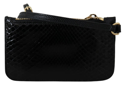 Dolce &amp; Gabbana Schwarzes Leder-Geldbörse mit Armbandspiegel Agnese Wallet