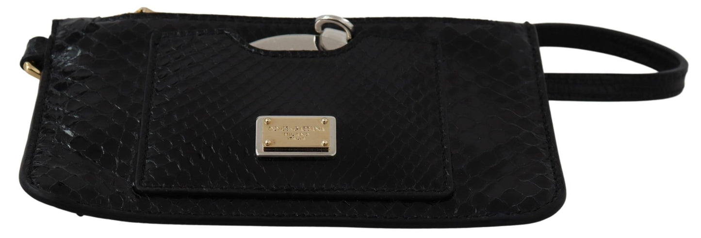 Dolce &amp; Gabbana Schwarzes Leder-Geldbörse mit Armbandspiegel Agnese Wallet