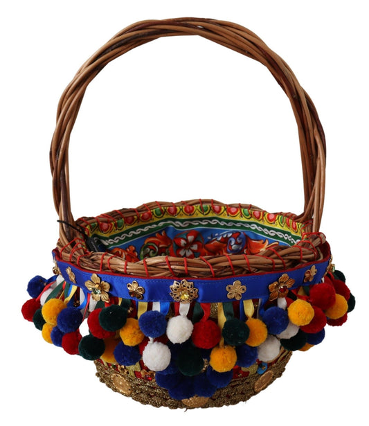 Dolce &amp; Gabbana – Agnese Basket – Mehrfarbige Tragetasche aus Baumwolle mit Verzierung