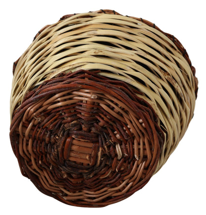 Dolce &amp; Gabbana – Beigefarbene Einkaufstasche aus geflochtenem Rattankorb aus Holz