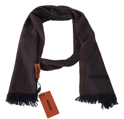 Missoni Brauner Unisex-Halswickelschal aus 100 % Kaschmir mit Fransen