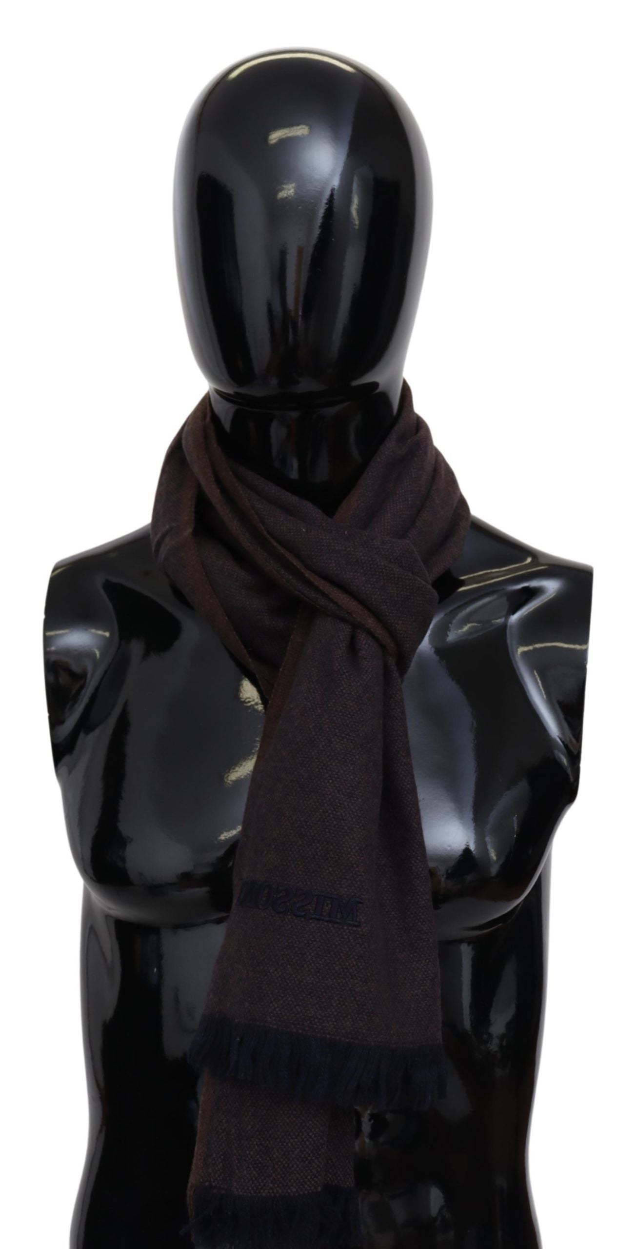 Missoni Brauner Unisex-Halswickelschal aus 100 % Kaschmir mit Fransen