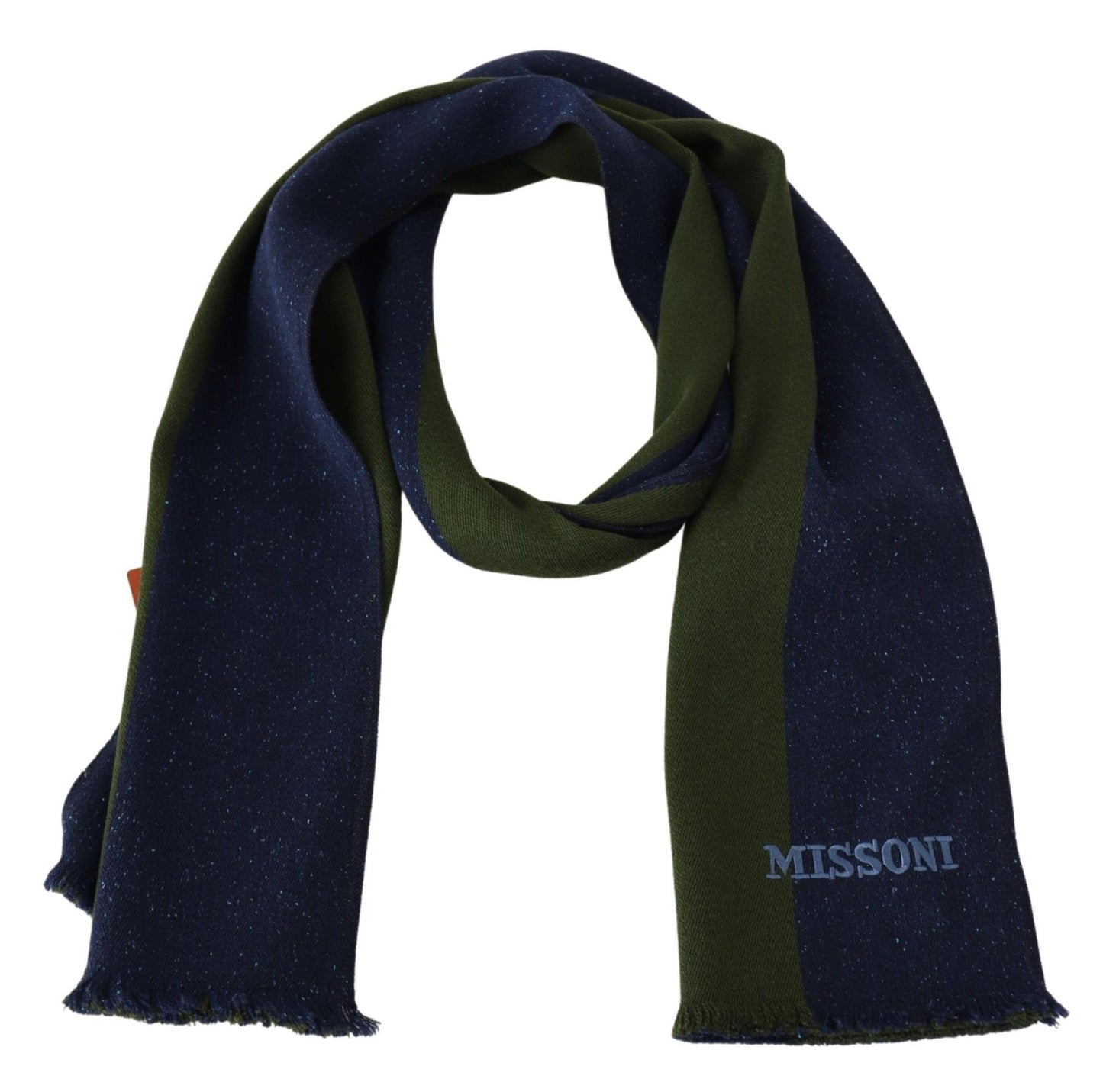 Missoni Grün Gestreifter Unisex-Halswickelschal aus Wolle Blau