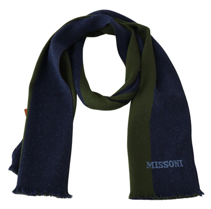 Missoni Grün Gestreifter Unisex-Halswickelschal aus Wolle Blau