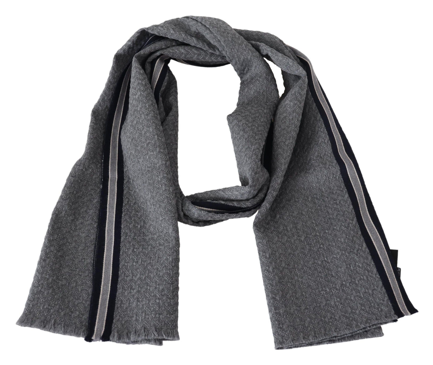 Missoni Graues Streifenmuster, 100 % Wolle, Unisex-Halswickelschal