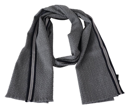 Missoni Graues Streifenmuster, 100 % Wolle, Unisex-Halswickelschal