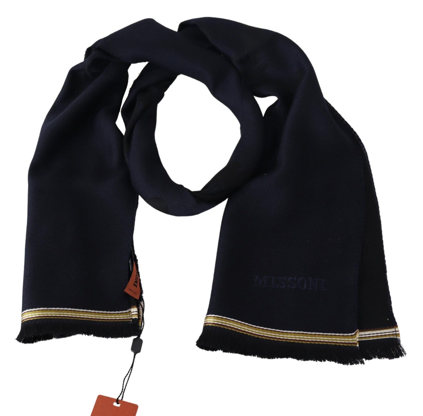 Missoni – Schwarzer Unisex-Halswickelschal mit Fransen, 100 % Wolle