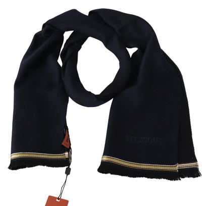 Missoni – Schwarzer Unisex-Halswickelschal mit Fransen, 100 % Wolle