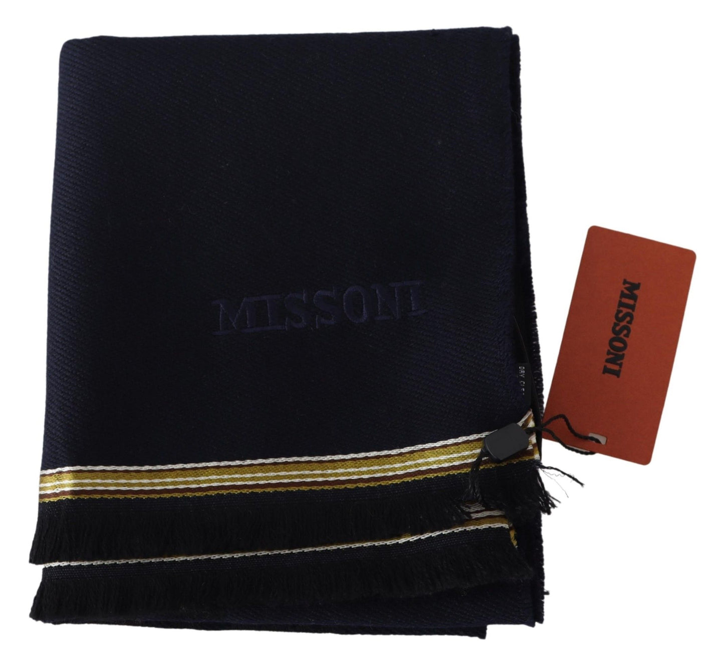 Missoni – Schwarzer Unisex-Halswickelschal mit Fransen, 100 % Wolle