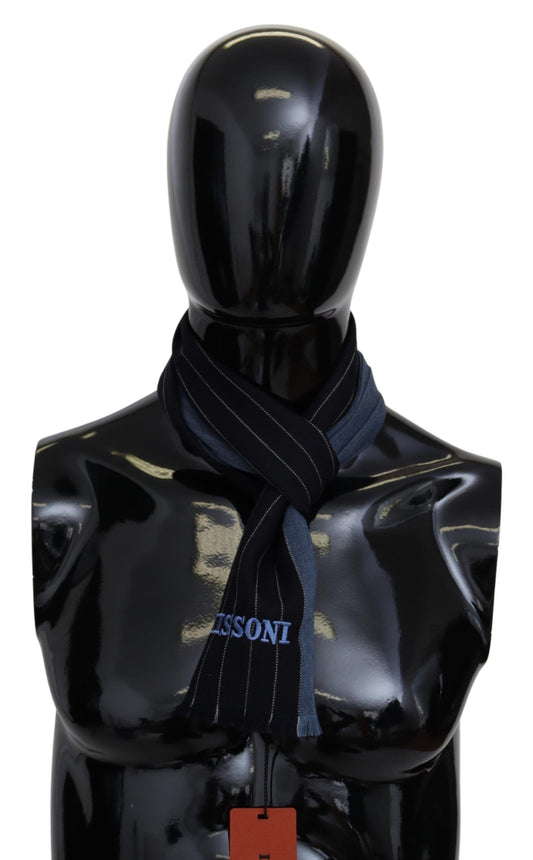 Missoni Schwarz-Blau gestreifter Unisex-Wickelschal aus Wolle