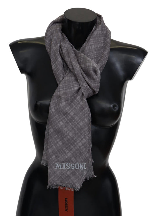 Missoni Grau karierter Unisex-Halswickelschal aus Wolle