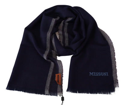 Missoni – Mehrfarbig gestreifter Unisex-Wickelschal aus Wolle mit Fransen