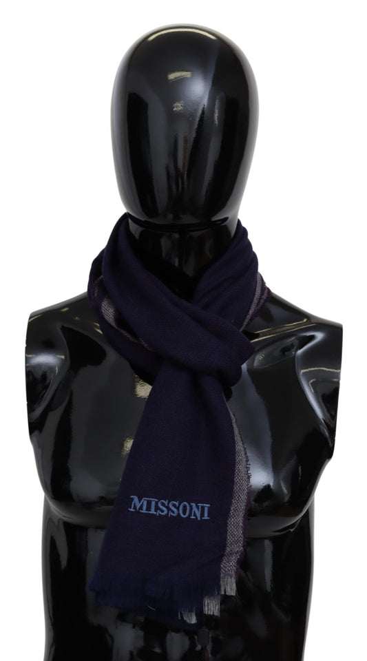 Missoni – Mehrfarbig gestreifter Unisex-Wickelschal aus Wolle mit Fransen