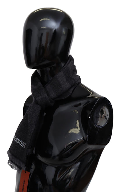 Missoni – Schwarz gestreifter Unisex-Halswickelschal aus Wolle