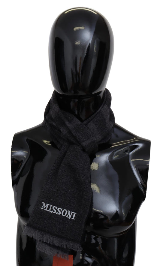 Missoni – Schwarz gestreifter Unisex-Halswickelschal aus Wolle