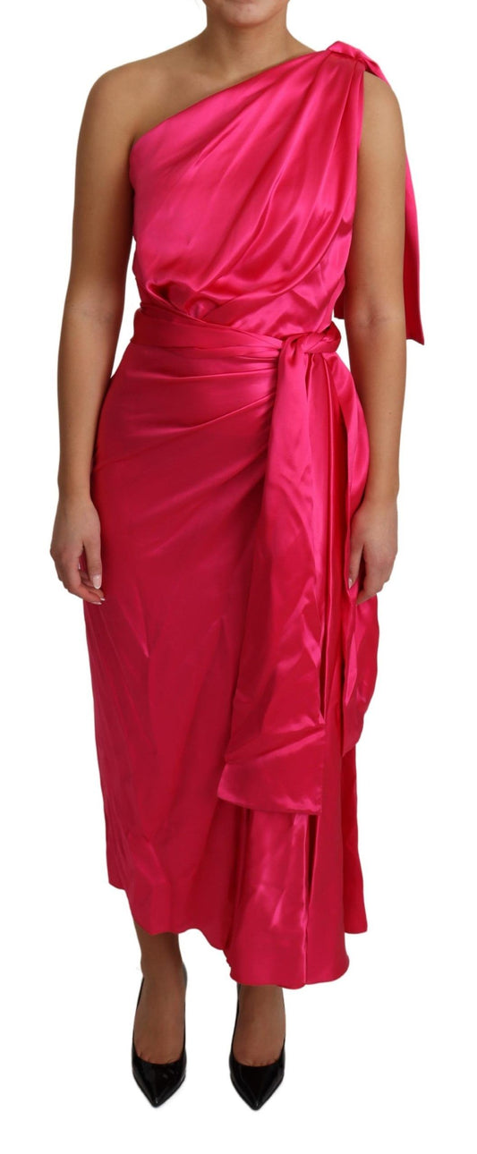 Dolce &amp; Gabbana Kleid Rosa, tailliert geschnittenes One-Shoulder-Midikleid
