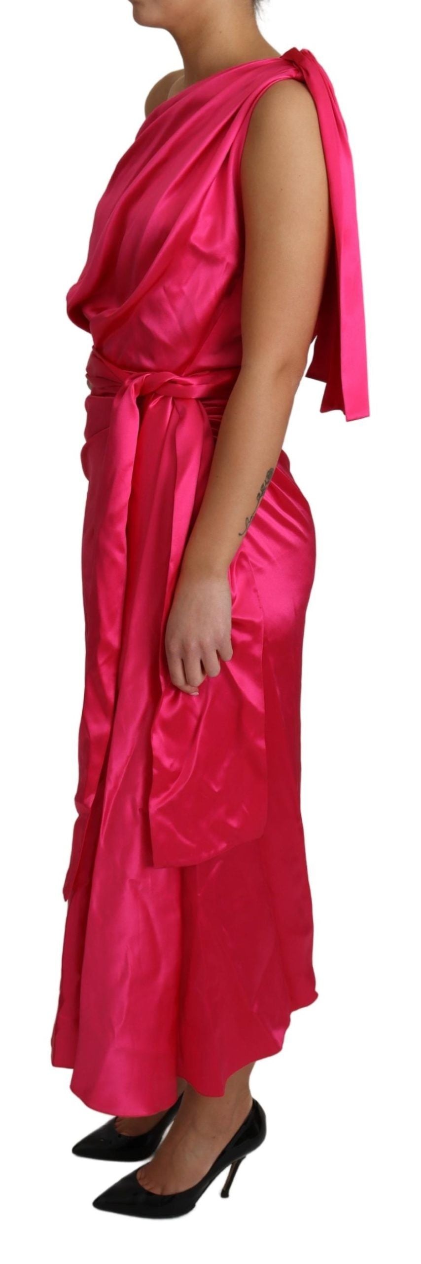 Dolce &amp; Gabbana Kleid Rosa, tailliert geschnittenes One-Shoulder-Midikleid