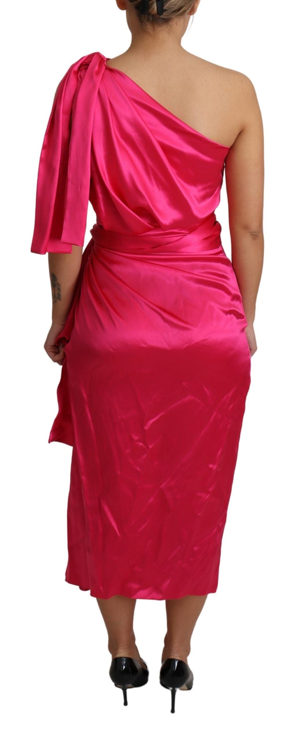 Dolce &amp; Gabbana Kleid Rosa, tailliert geschnittenes One-Shoulder-Midikleid