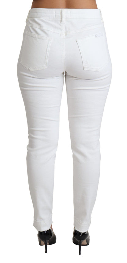 Dolce &amp; Gabbana – Weiße, zerfetzte Skinny-Jeans aus Baumwollstretch