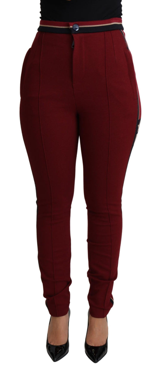 Dolce &amp; Gabbana – Rote, schmale Baumwollhose mit DG-Sternstreifen