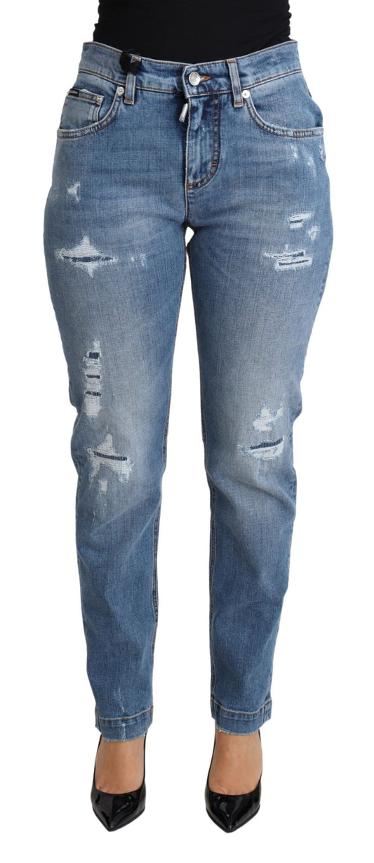Dolce &amp; Gabbana – Blaue, zerfetzte Skinny-Jeans aus Baumwollmischung