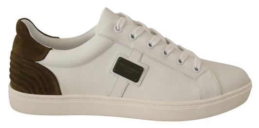 Dolce &amp; Gabbana Weiße Wildleder Herren Low Tops Sneakers