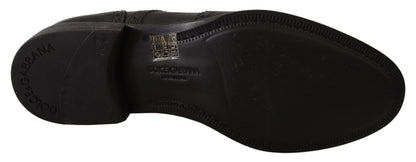 Dolce &amp; Gabbana – Oxford-Schuhe aus schwarzem Leder mit Flügelkappe