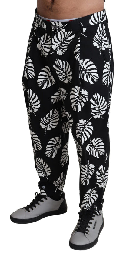 Dolce &amp; Gabbana Black Leaf Baumwoll-Stretchhose