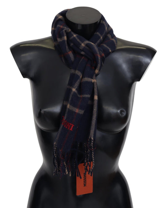 Missoni – Schwarz karierter Unisex-Halswickelschal mit Fransen